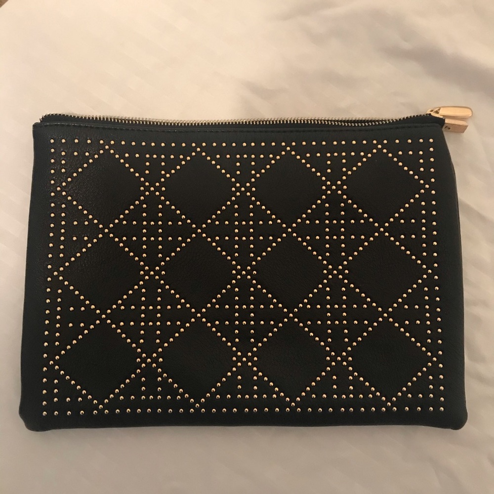 Black clutch with gold studs